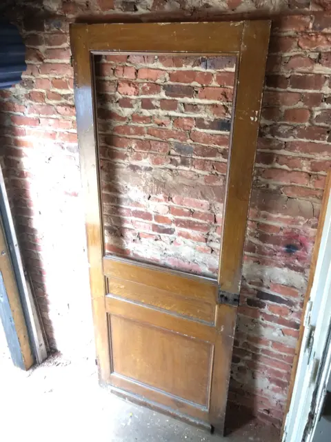 36x90” Grain-Painted Antique Half-Glass Door