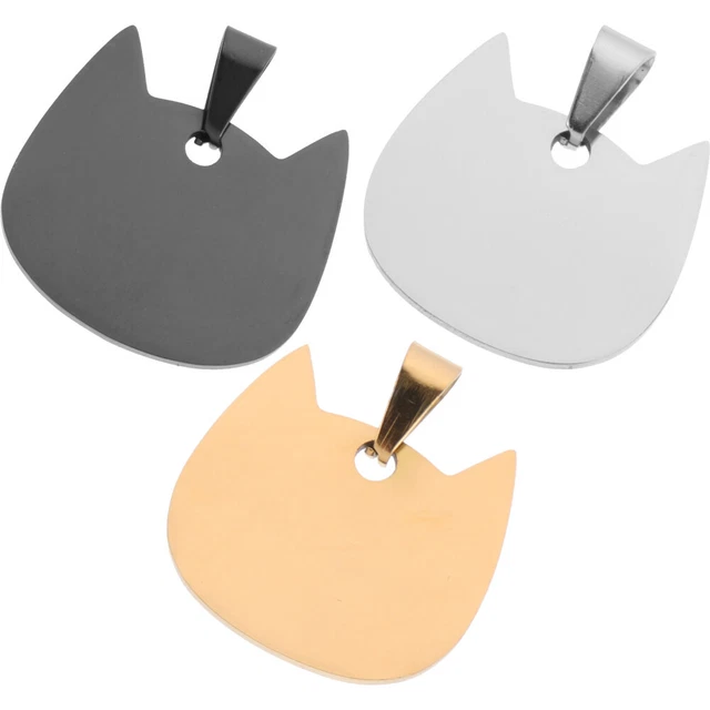3 piezas Días Personalizadas para Perro Perro En Forma de Gato Etiquetas de Identificación Cachorro Acero Inoxidable-Blind-Sym