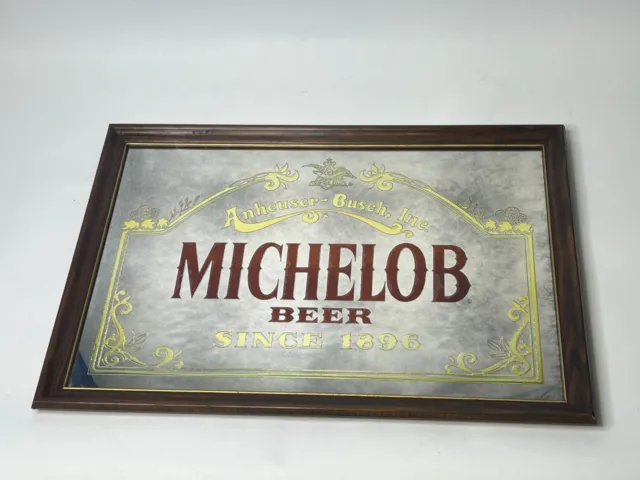 Vintage Anheuser-Busch Michelob Beer Since 1896 Framed Mirror Sign 26x18