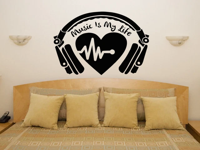 Music Is My Life - Cuffie Melodie Arte Decalcomania Foto Poster Decora