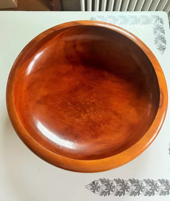 Vintage Large Hand Carved Hard Wood Centerpiece Bowl 16" Walnut or Ancient Kauri