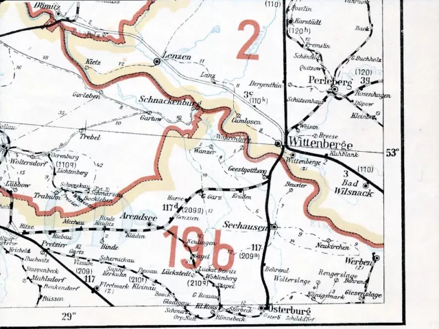 Wittenberge Lenzen Perleberg 1948 orig. Post-Leitkarte (Teil) Arendsee Osterburg