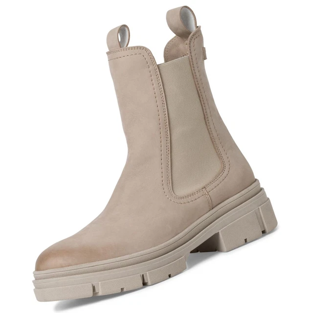Tamaris Bottes Bottines pour Femmes Beige 1-25901-41/353 Cuir Plateforme
