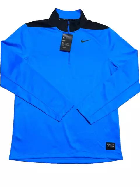 Nike Golf Pullover Sweater Mens Small Blue Black 1/2 Zip CORE Dri-Fit Golf NEW