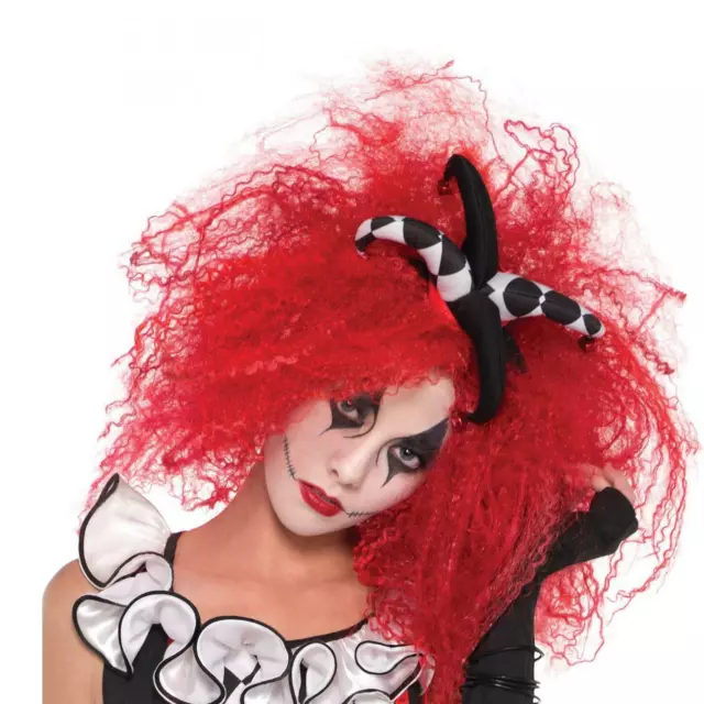 Cool De Clown Rouge Tissé Perruque Style Jesterina Harley Quinn Halloween Jester