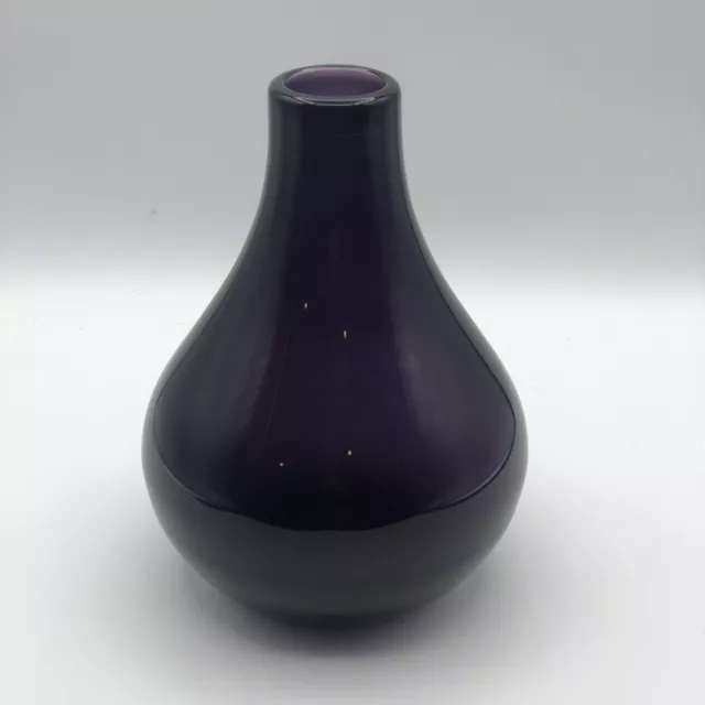 Tarnow Poland Vase Amethyst Art Glass Hand Blown 8” X 6” Vase