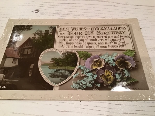 Vintage Post Card. Real Photograph. 21st Birthday. Rotary Rajar Bromide.