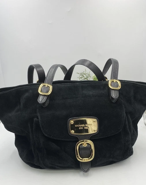 Auth. MICHAEL KORS  Black Hudson Downtown Suede Shoulder Tote Bag $398  E-1205