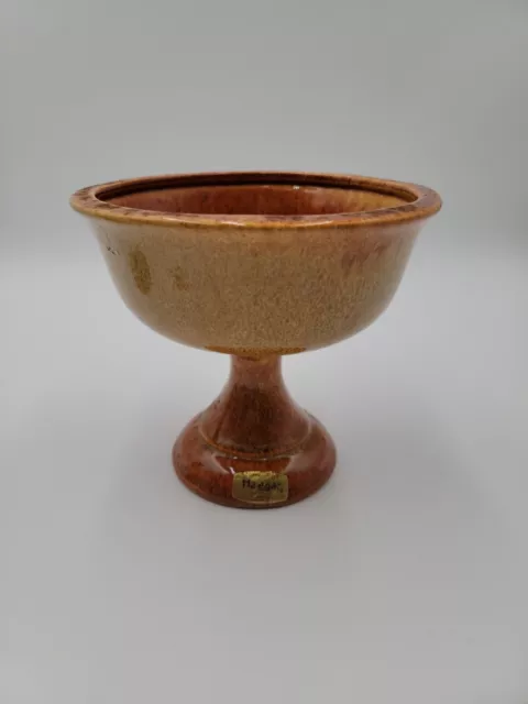 Haeger Pottery Mid Century Glazed Honey Gold Pedestal Planter Bowl Vase #808