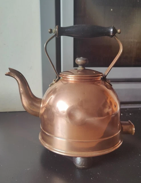 Vintage Copper Kettle Kitchenalia Fireside Decor Retro Sturdy Heavy Quirky Gift