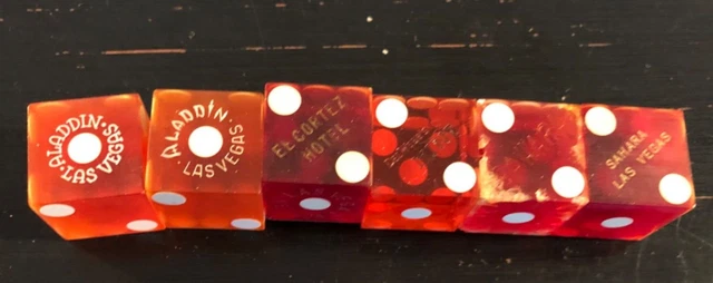 Vintage Casino Dice Aladdin, El Cortez, Del Webb’s Mint, Sahara