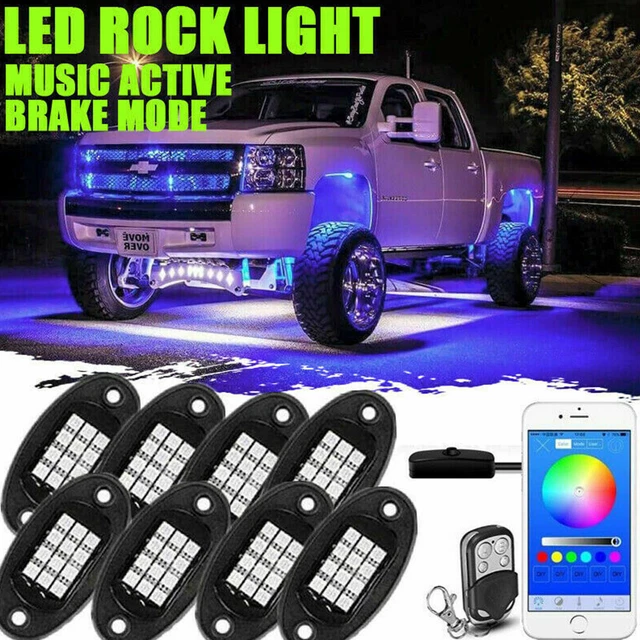 JMTBNO 10-Pod RGB LED Rock Lights Kit – Underbody Neon Music Sync Bluetooth – For Hummer H2 H3