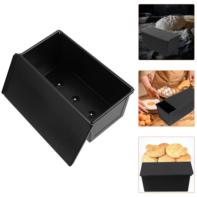 Abaigeal Pullman Teglia Per Pane Con Coperchio – 450g – Antiaderente – Acciaio Al Carbonio – 21,5x12x11,7 Cm – Forno Domestico