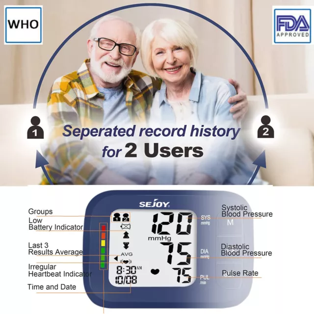 Wrist Blood Pressure Monitor Digital Auto BP Cuff Monitors Machine For Home Use