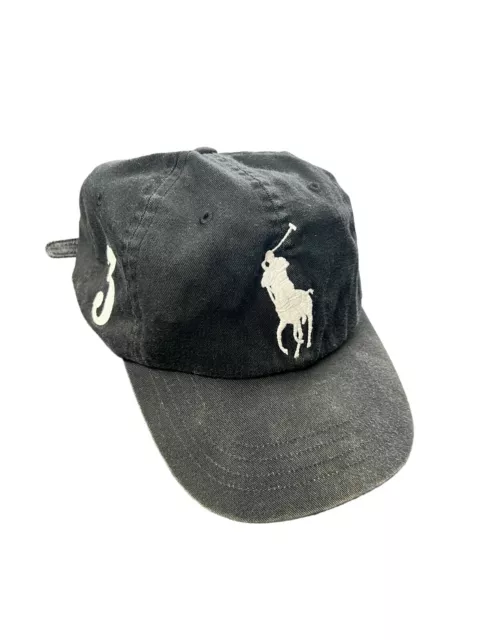 Polo Ralph Lauren Big Pony Black Leather Strap Back Baseball Cap Dad Hat