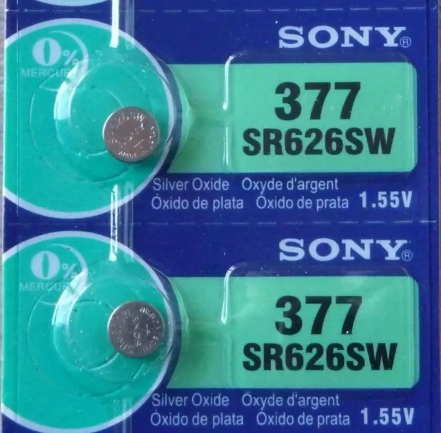 Piles SONY   SR 626 SW ( ou  377 )   Silver oxyde Battery  1,55 V