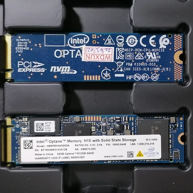 INTEL OPTANE HBRPEKNX0202A 512GB SSD M.2 2280 NVMe Memory H10 with