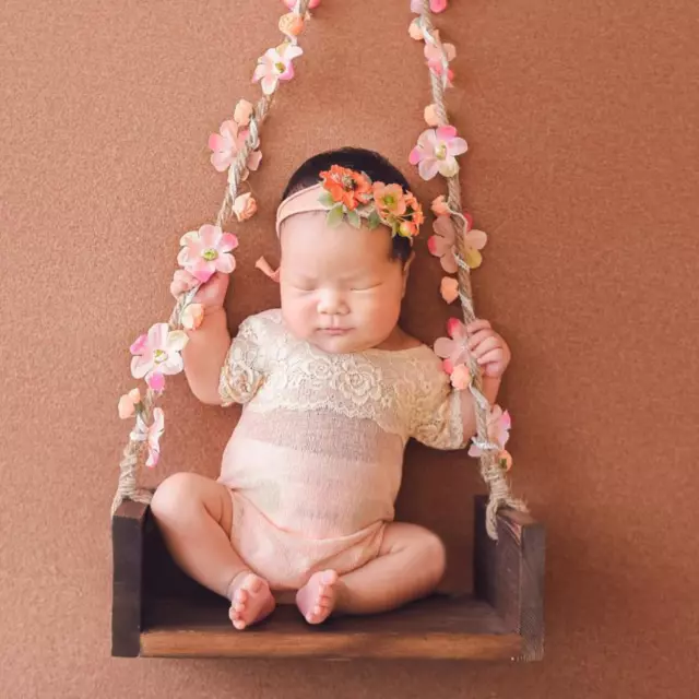 Photography Props Swing Seat With Beautiful Flower Vine 6T5R Photo Baby C8P2