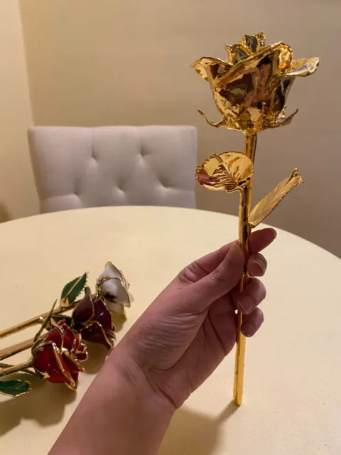 Gold Dipped Rose Real 24K Gold Rose, Long Stem Hand Dipped in 24K Golden Rose...
