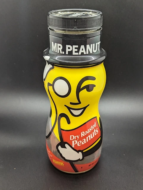 Planters Mr. Peanut first edition peanut shaped jar with graphic wrap