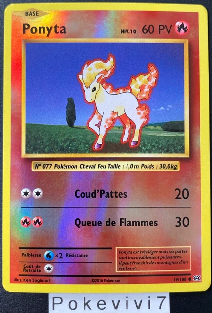 Pokemon Card PONYTA 19/108 Reverse XY12 Evolutions FR USED