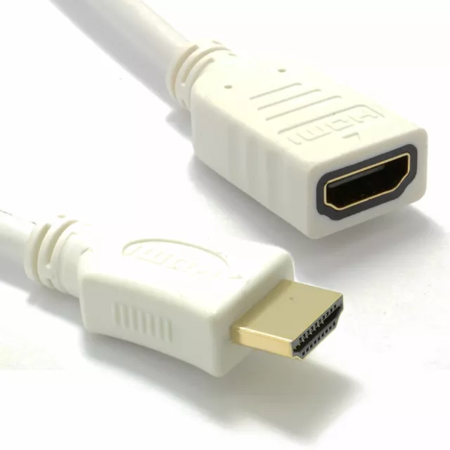 Blanc HDMI 1.4 Haute Vitesse Câble De Rallonge TV Mâle à Femelle Câble 1.5m