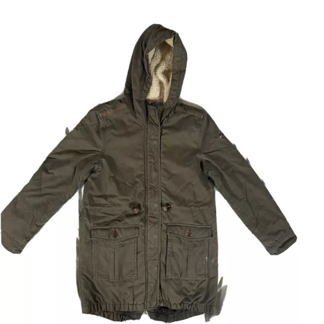 TOMMY HILFIGER Blue Jacket size XL Boys Full Zip Hooded Sherpa Lined Coat Retro