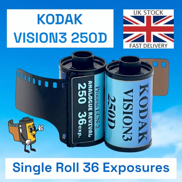 Kodak Vision3 250D 35mm Film, Fresh Stock, 36 Exposures, Professionally Loaded