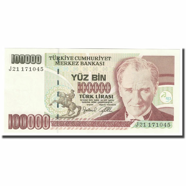 [#646567] Banknote, Turkey, 100,000 Lira, 1997, KM:206, UNC(65-70)
