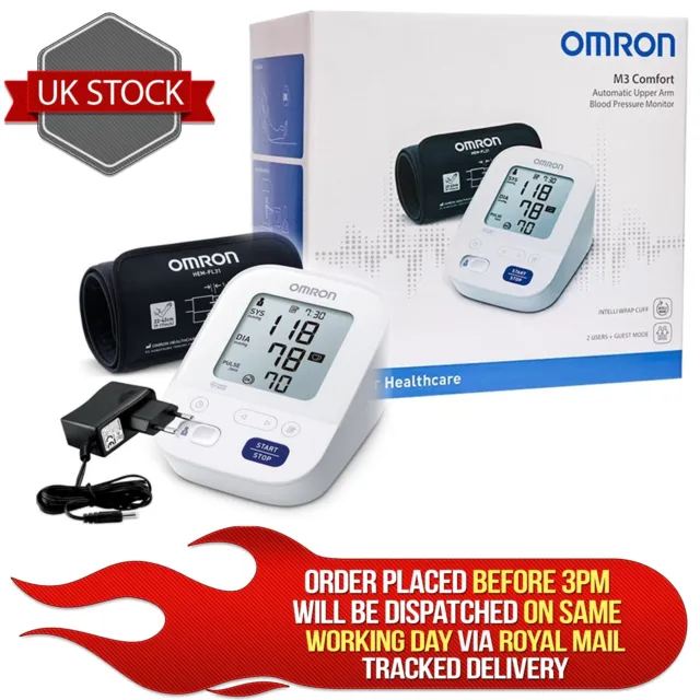 Omron M3 HEM-7155-E WHITE Comfort Upper Arm Blood Pressure Monitor /Brand New