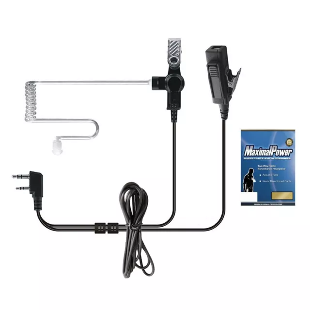 MaximalPower Hands-Free Earpiece 2-Pin plug w/ Cable for ICOM 2-Way Radio