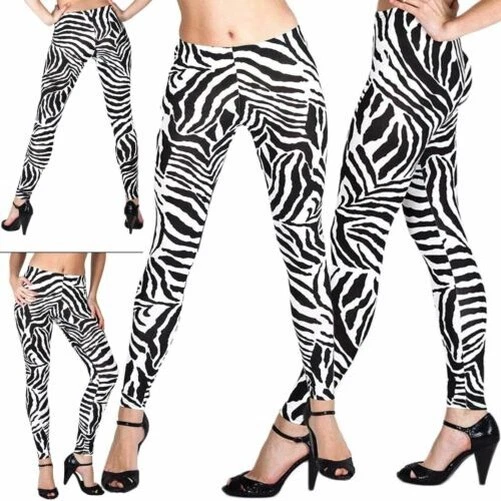 Leggings da Donna Zebra Stampa Pantaloni Yoga Aderente Lunghezza Intera