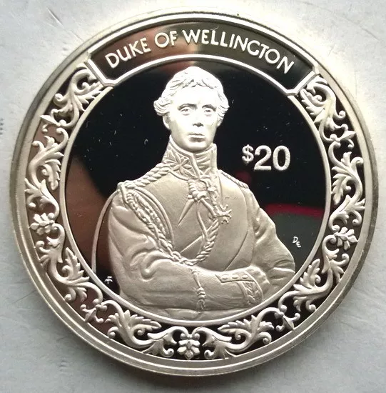 Liberia 1997 Duke Wellington 20 Dollars 1oz Silver Coin,Proof