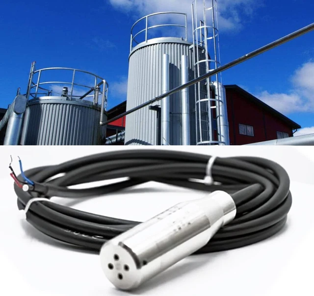 Flüssigkeitsstandsanzeige 12-32V DC Füllstandssender 5m Kabel – Drucksensor 4-20mA, 12-32V DC, IP68, Für Wassertanks (0-3m