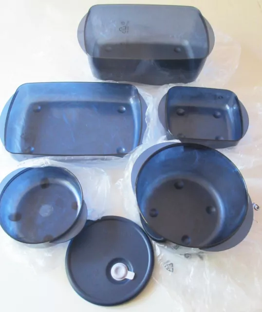 Tupperware Vent 'N Serve Containers 5-Piece Set With One Lid Indigo Color NEW