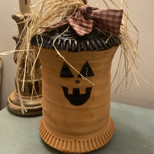 LARGE Vintage HEWELL POTTERY Terra Cotta Tall Witch, Scarecrow HALLOWEEN Decor