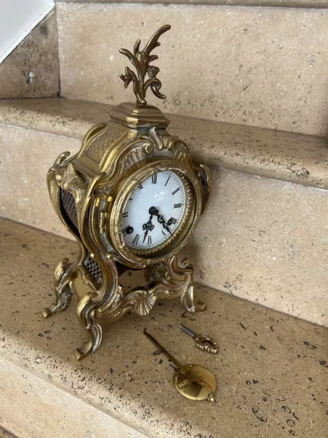 Pendule En Bronze Horloge Horlogerie Vintage Brut De Grenier