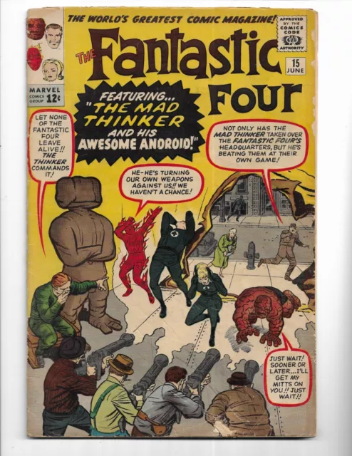 Fantastic Four 15 - G/Vg 3.0 - 1St Appearance Of The Mad Thinker (1963)