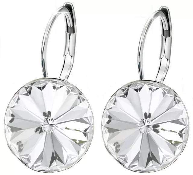 Women Round Large LEVER BACK Bella Earrings made with SWAROVSKI crystal