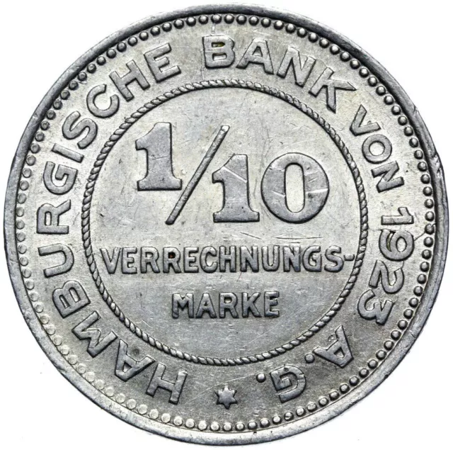 Hamburg - coin - 1/10 Verrechnungsmarke 1923 - aluminum - CONDITION!