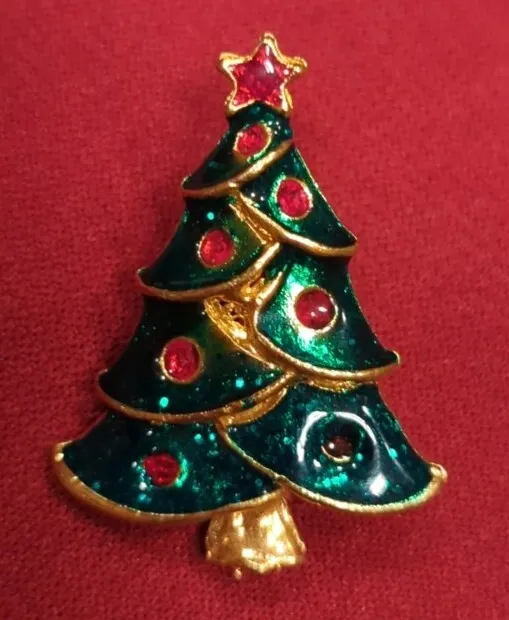 Vintage Christmas Tree Retro Brooch Pin Very Pretty