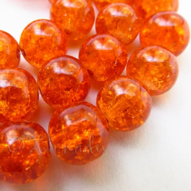 Orange Wholesale 10mm Round Crackle Glass Beads G4178 - 20, 50 Or 100PCs