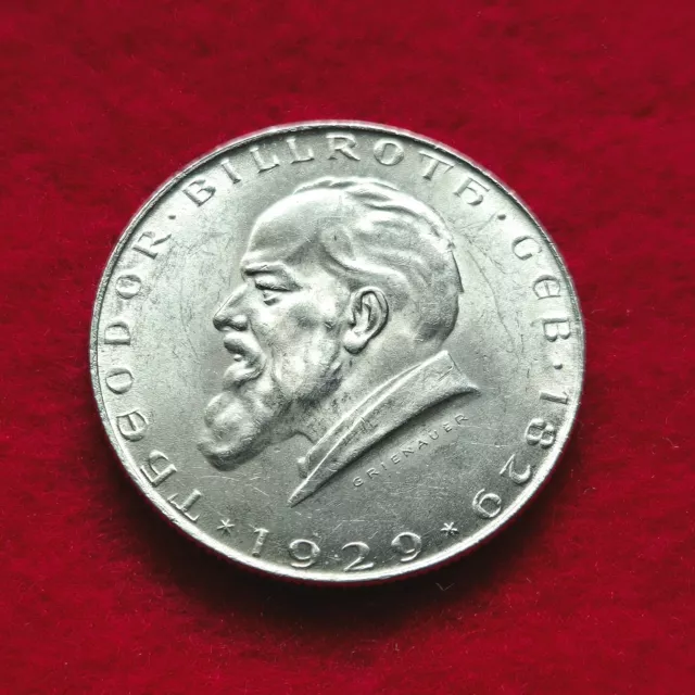 2 Schilling Theodor Billroth Republik Österreich 1929 Silber  - KM#2844