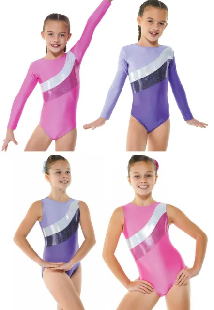 Sparkle Gym Leotard,Girls Pink or Purple, Long Sleeves OR Sleeveless