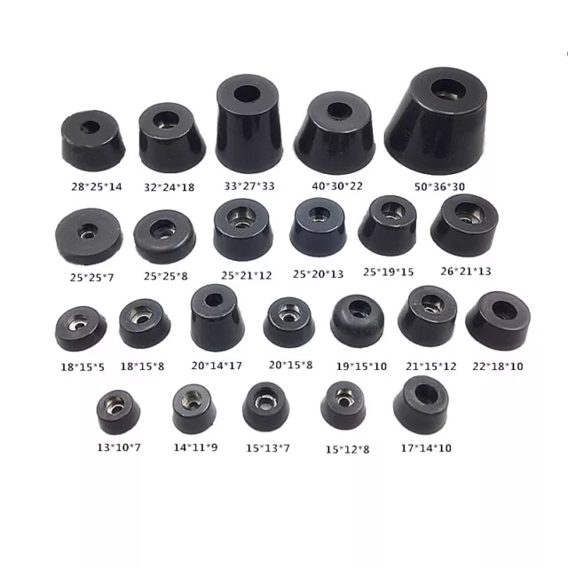 Black Round Feet Bumpers Rubber Feet With Recessed Washer Various Package Sizes