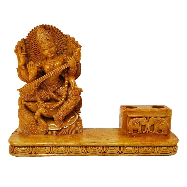 Unique Pen Stand Holder with Devi Saraswati 1.5 X 6.3 X 4.5 inch For Office Desk