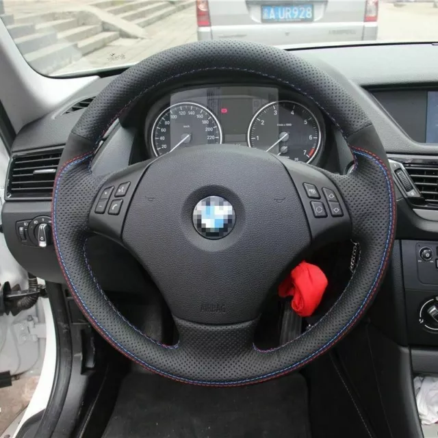 Anti Slip Suede &Leather Steering Wheel Stitch on Wrap Cover For BMW X1 320i