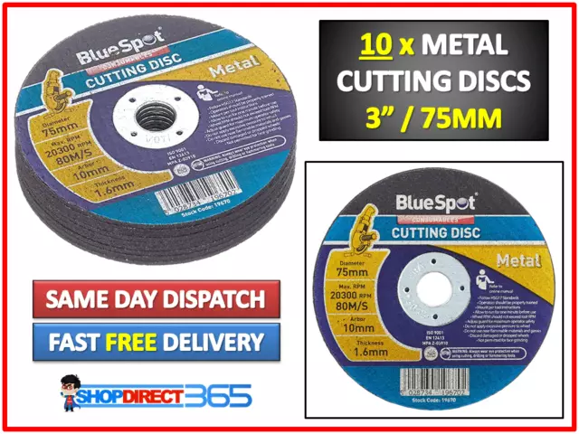 10 x NEW METAL CUTTING / SLITTING DISCS 75mm 3"/INCH FOR ANGLE GRINDER UK 19670