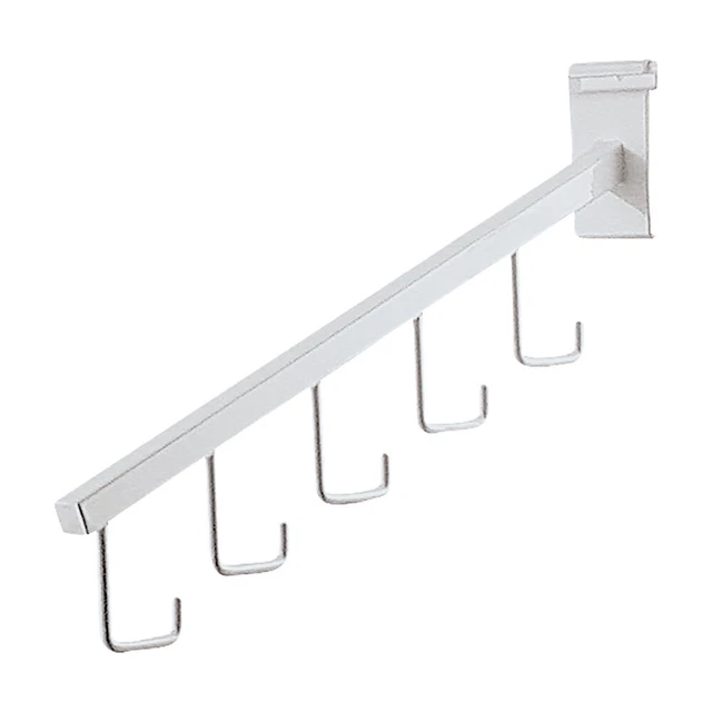 5-J-Hook Waterfall White Faceout for Gridwall and Wire Grid - Pack of 5