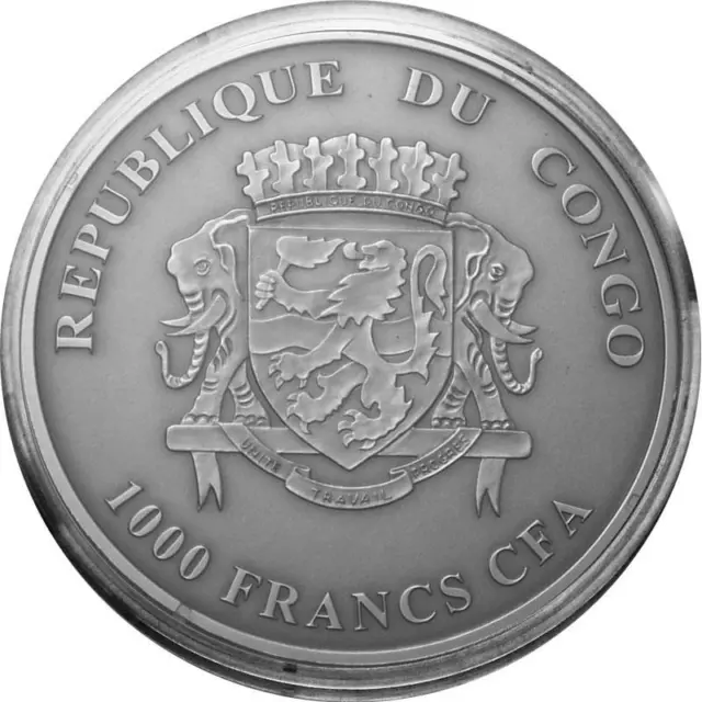 Congo 1000 Francs 2012 Lions Bébé 1 OZ Argent Certificat Étui Loose 2